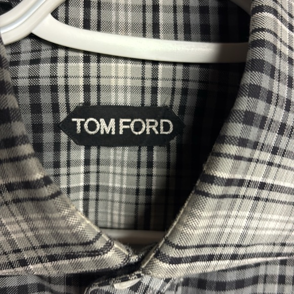 Tom Ford Men’s Grey Grand Check Western Shirt Size 15.5 Neck /US Large - Picture 2 of 11